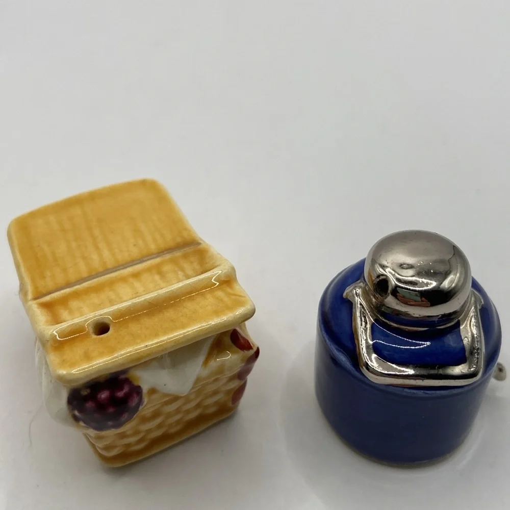 Arcadia Ceramics Picnic Basket Thermos Jug Salt Pepper Shaker Set